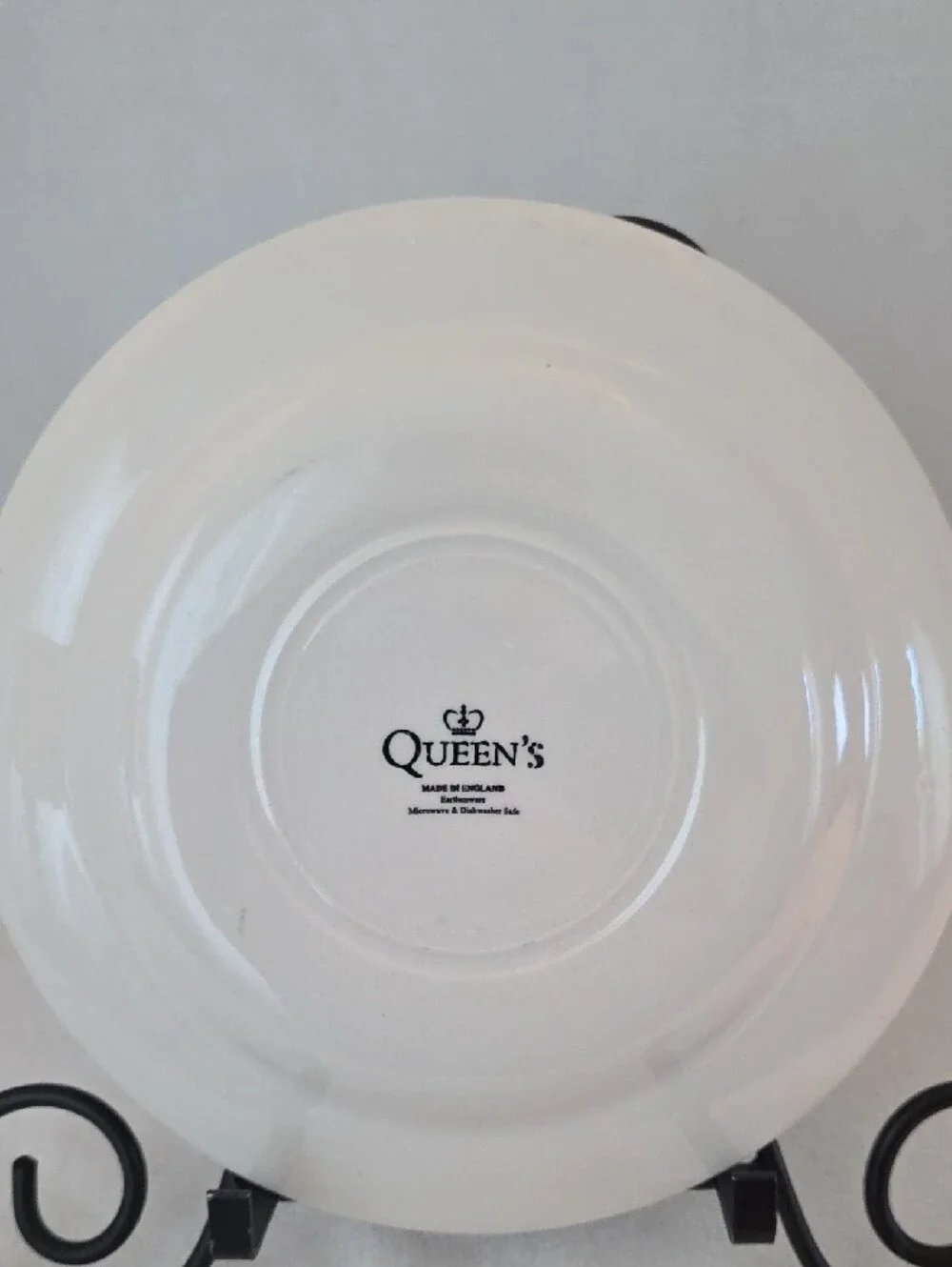Queen's White Navy Floral Elegant Ceramic Dinner Plate Made in England